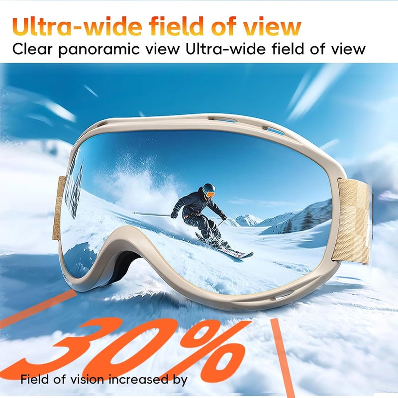 IPOA -Spherical Ski Goggles – PC Lens, TPU Frame, UV400 Protection, Anti-Fog Inner Lens, Snowboard & Skiing Eyewear - Image 2